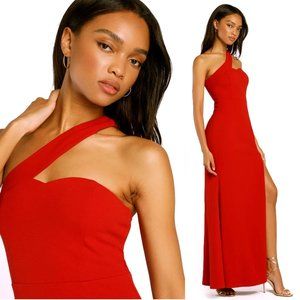 Lulus Your Majesty Asymmetrical Mermaid Maxi Dress w/Single Shoulder Strap Red